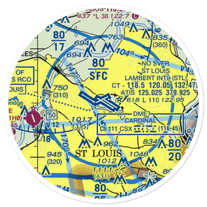 St Louis Lambert International Airport (STL) VFR Sectional Sticker (20 mile)