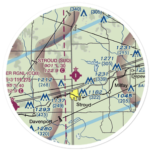 Stroud Municipal Airport (SUD) VFR Sectional Sticker (20 mile)