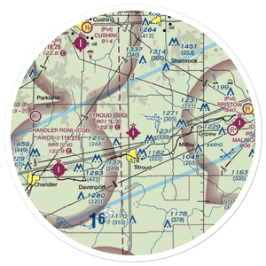 Stroud Municipal Airport (SUD) VFR Sectional Sticker (30 mile)