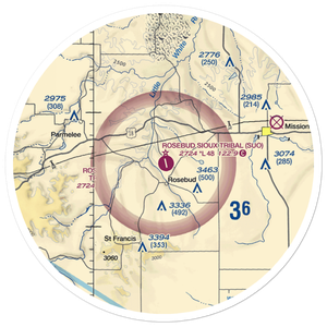 Rosebud Sioux Tribal Airport (SUO) VFR Sectional Sticker (30 mile)