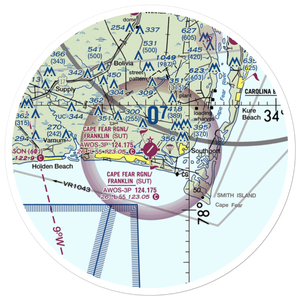 Brunswick County Airport (SUT) VFR Sectional Sticker (30 mile)