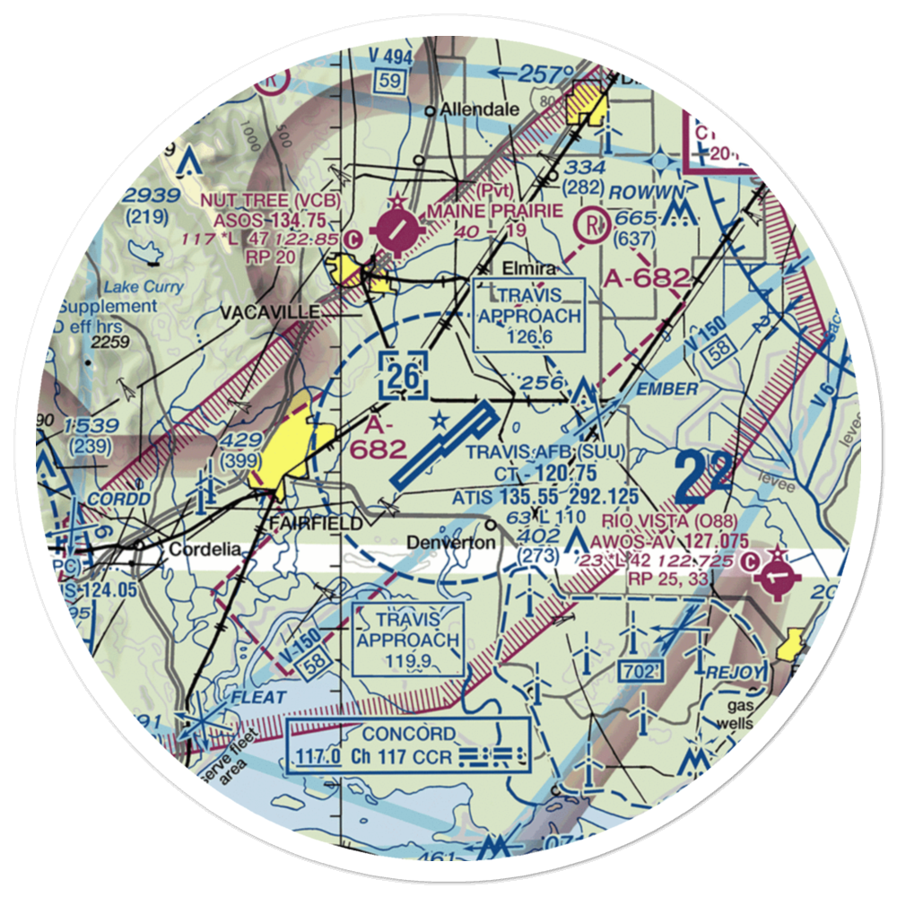Travis Air Force Base (SUU) VFR Sectional Sticker (30 mile) 