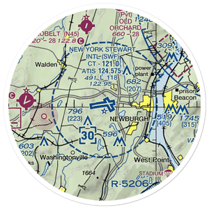 New York Stewart International Airport (SWF) VFR Sectional Sticker (20 mile)