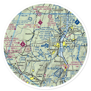 New York Stewart International Airport (SWF) VFR Sectional Sticker (30 mile)