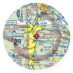 Sherman Municipal Airport (SWI) VFR Sectional Sticker (20 mile)