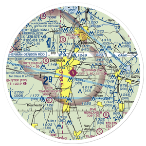 Sherman Municipal Airport (SWI) VFR Sectional Sticker (30 mile)