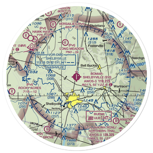 Bomar Field Shelbyville Municipal Airport (SYI) VFR Sectional Sticker (30 mile)