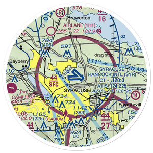 Syracuse Hancock International Airport (SYR) VFR Sectional Sticker (20 mile)