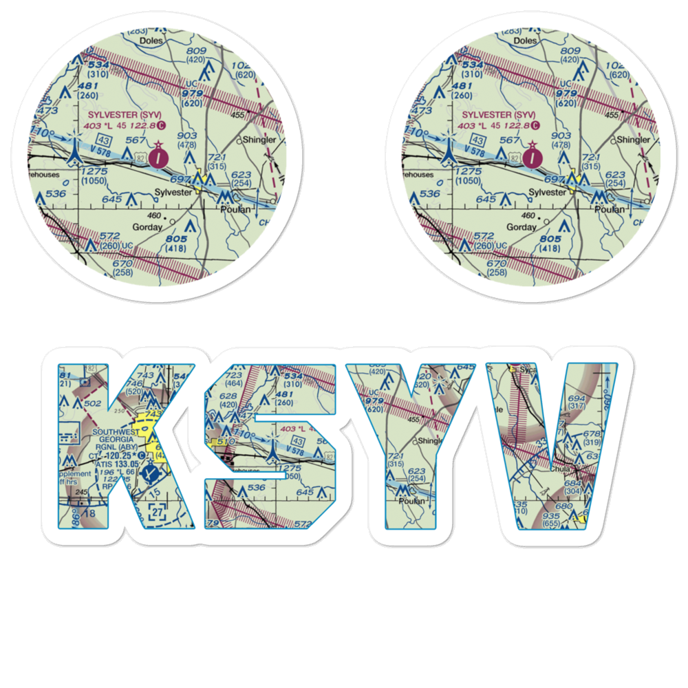 Sylvester Airport (SYV) VFR Sectional Sticker Pack 