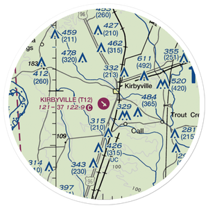 Kirbyville Airport (T12) VFR Sectional Sticker (20 mile)