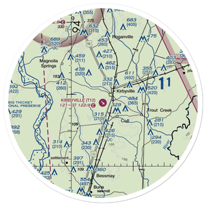 Kirbyville Airport (T12) VFR Sectional Sticker (30 mile)