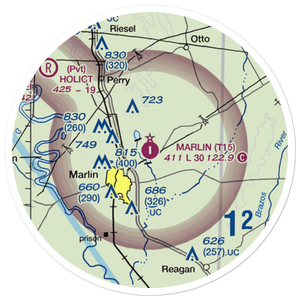 Marlin Airport (T15) VFR Sectional Sticker (20 mile)