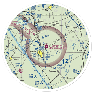 Marlin Airport (T15) VFR Sectional Sticker (30 mile)
