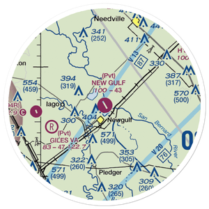 New Gulf Airport (T17) VFR Sectional Sticker (20 mile)