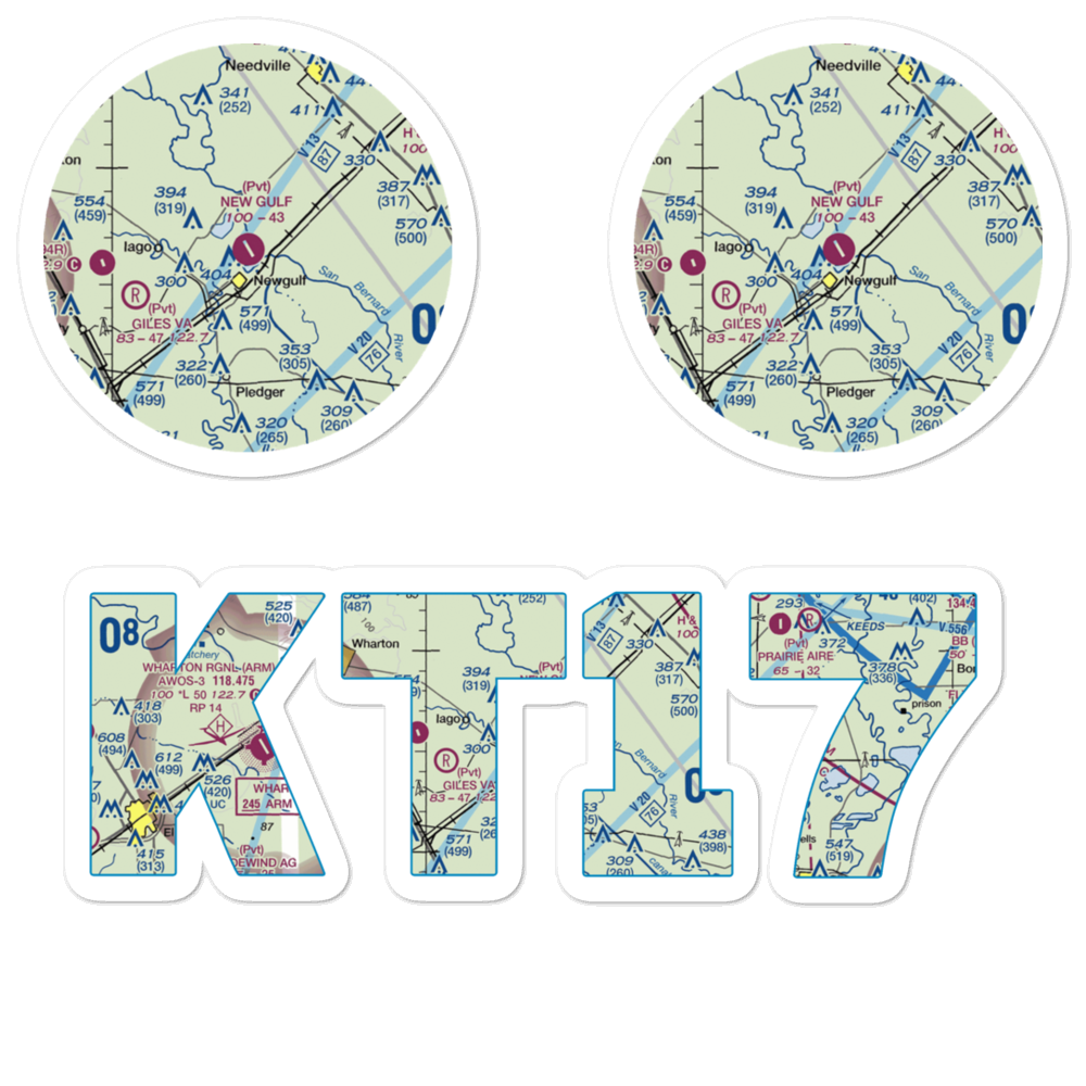 New Gulf Airport (T17) VFR Sectional Sticker Pack 