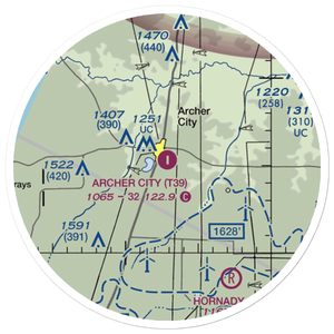 Archer City Municipal Airport (T39) VFR Sectional Sticker (20 mile)