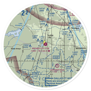 Archer City Municipal Airport (T39) VFR Sectional Sticker (30 mile)