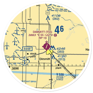 Dimmitt Municipal Airport (T55) VFR Sectional Sticker (20 mile)