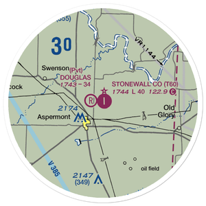 Stonewall County Airport (T60) VFR Sectional Sticker (20 mile)