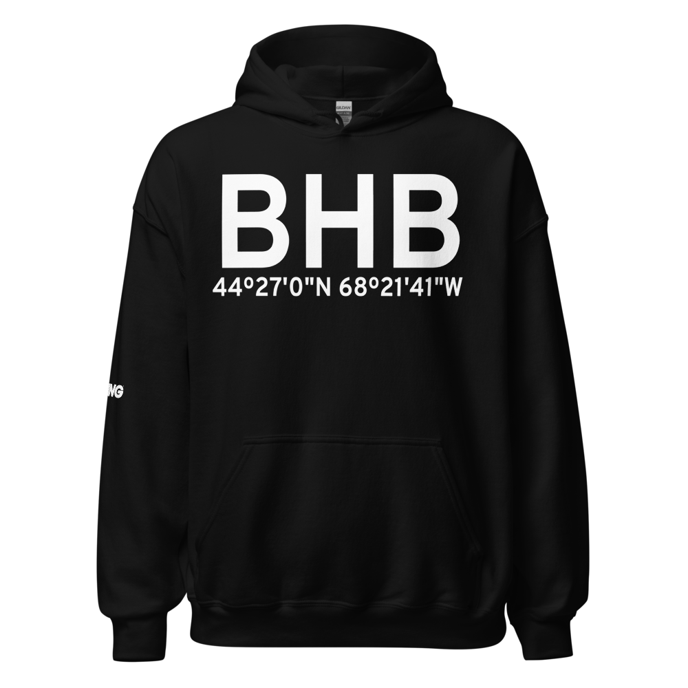 Bar Harbor (KBHB) Airport Hoodie Sweatshirt 