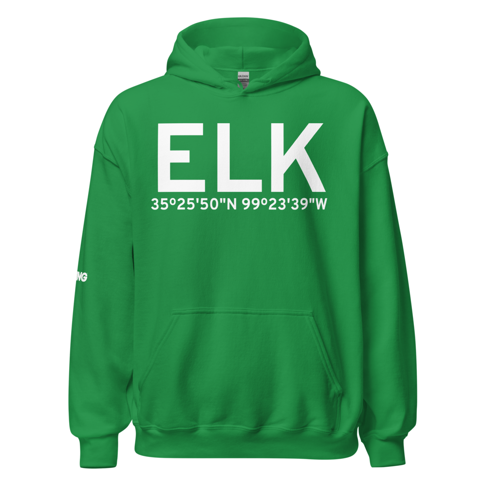 Elk City (KELK) Airport Hoodie Sweatshirt 