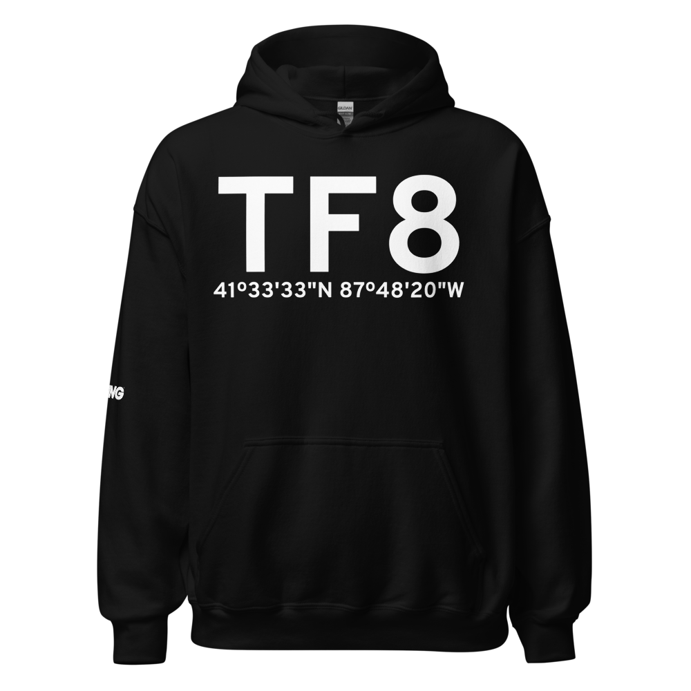 Chicago/Tinley Park (TF8) Airport Hoodie Sweatshirt 