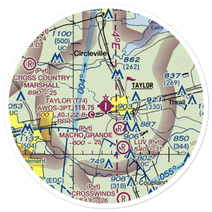 Taylor Municipal Airport (T74) VFR Sectional Sticker (20 mile)