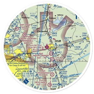 Taylor Municipal Airport (T74) VFR Sectional Sticker (30 mile)