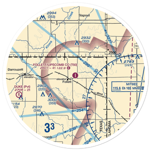 Follett Lipscomb County Airport (T93) VFR Sectional Sticker (30 mile)