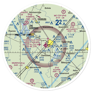 Taylorville Municipal Airport (TAZ) VFR Sectional Sticker (30 mile)
