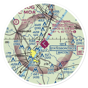 Statesboro Bulloch County Airport (TBR) VFR Sectional Sticker (20 mile)