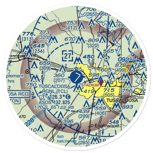 Tuscaloosa Regional Airport (TCL) VFR Sectional Sticker (20 mile)