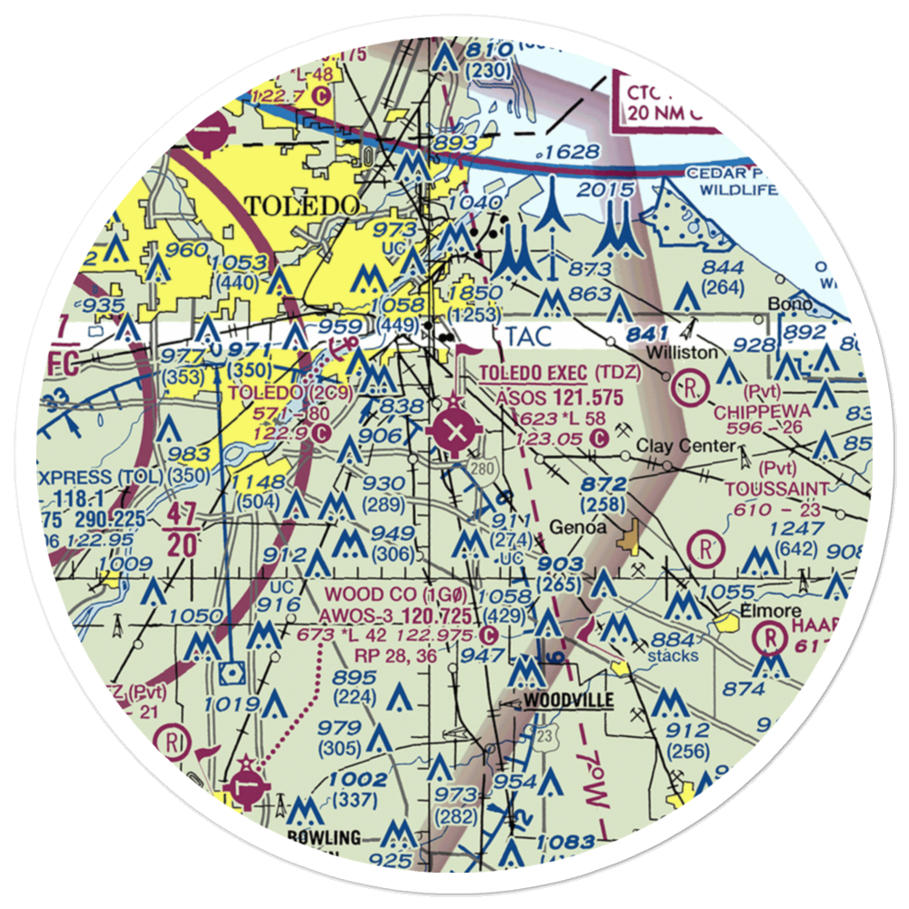 Toledo Executive Airport (TDZ) VFR Sectional Sticker (30 mile) 
