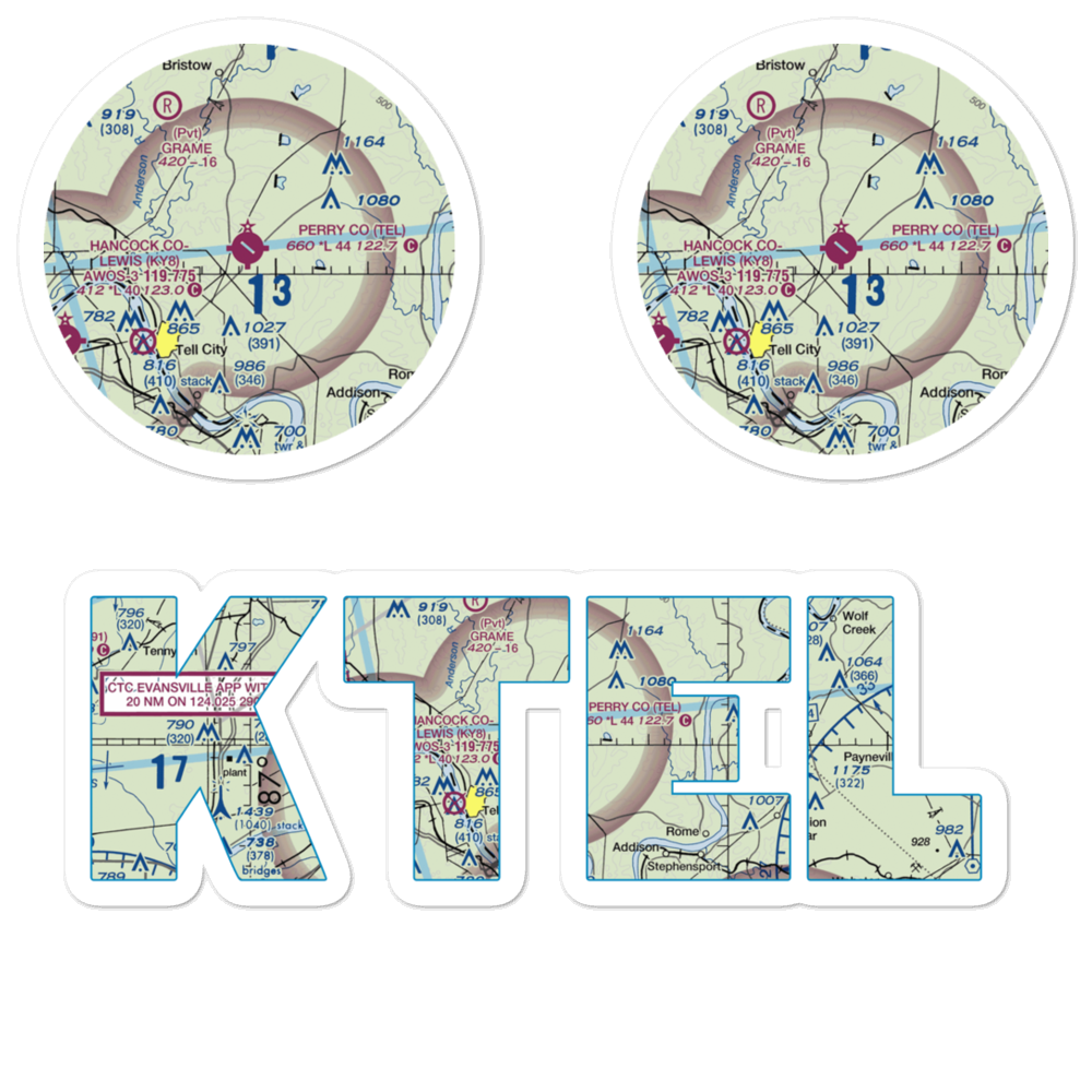 Perry County Municipal Airport (TEL) VFR Sectional Sticker Pack 