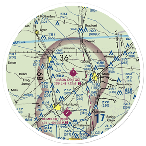 Gibson County Airport (TGC) VFR Sectional Sticker (30 mile)