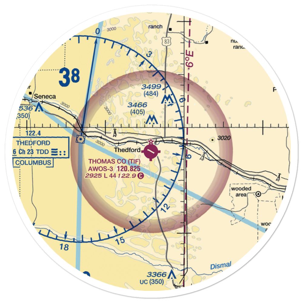 Thomas County Airport (TIF) VFR Sectional Sticker (30 mile) 