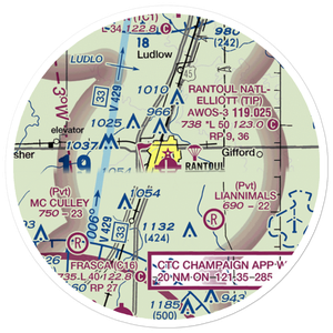 Rantoul National Avn Center-Frank Elliot field (TIP) VFR Sectional Sticker (20 mile)