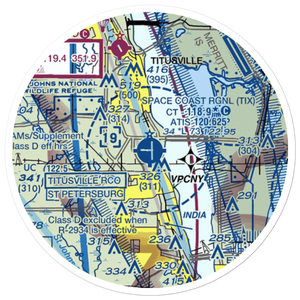 Space Coast Regional Airport (TIX) VFR Sectional Sticker (20 mile)