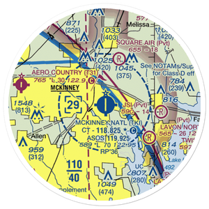 Collin County Regional At Mc Kinney Airport (TKI) VFR Sectional Sticker (20 mile)