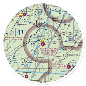 Kennett Memorial Airport (TKX) VFR Sectional Sticker (30 mile)