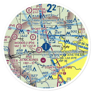Houston Executive Airport (TME) VFR Sectional Sticker (20 mile)