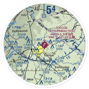 Toccoa Airport - R.G. Letourneau Field (TOC) VFR Sectional Sticker (20 mile)