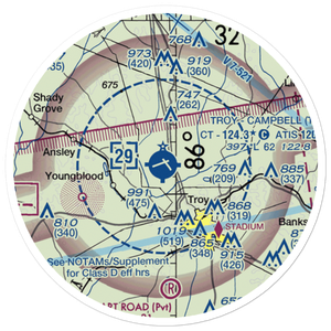 Troy Municipal Airport at N Kenneth Campbell Field (TOI) VFR Sectional Sticker (20 mile)