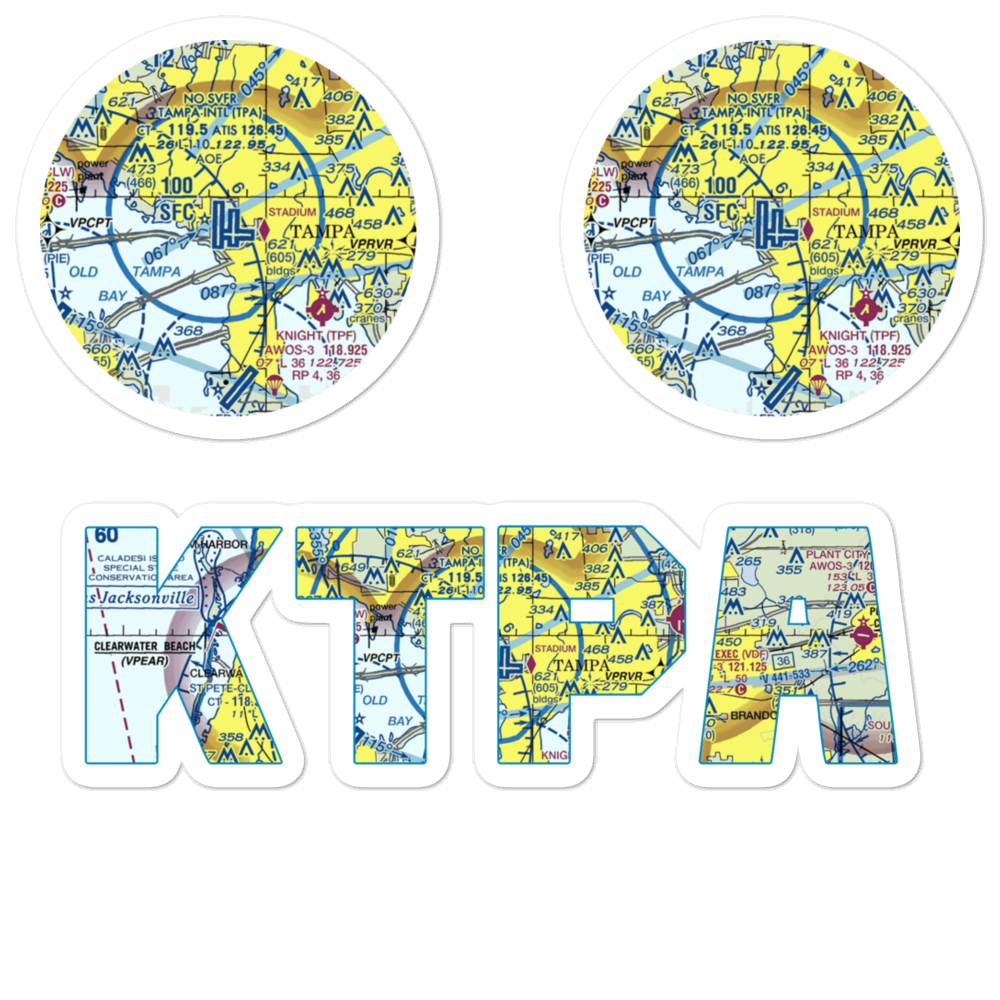 Tampa International Airport (TPA) VFR Sectional Sticker Pack 