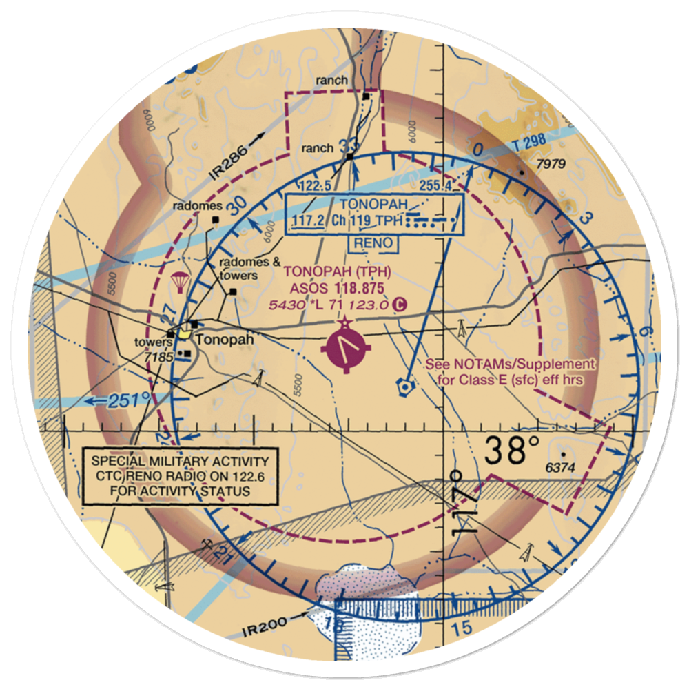 Tonopah Airport (TPH) VFR Sectional Sticker (30 mile) 