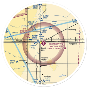 Scott City Municipal Airport (TQK) VFR Sectional Sticker (30 mile)
