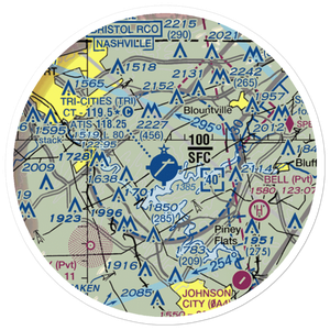 Tri-Cities Regional TN/VA Airport (TRI) VFR Sectional Sticker (20 mile)
