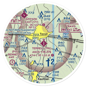 Terrell Municipal Airport (TRL) VFR Sectional Sticker (20 mile)