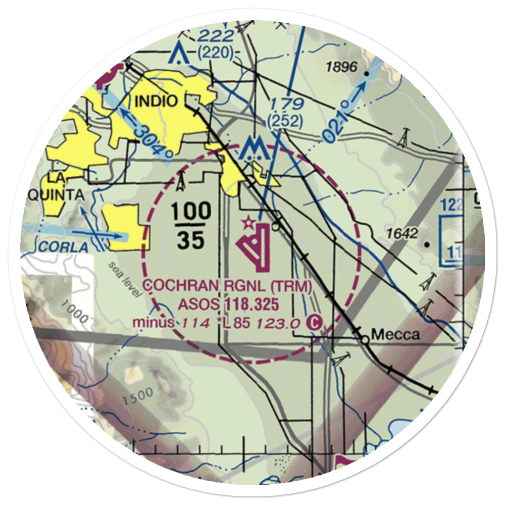 Jacqueline Cochran Regional Airport (TRM) VFR Sectional Sticker (20 mile) 