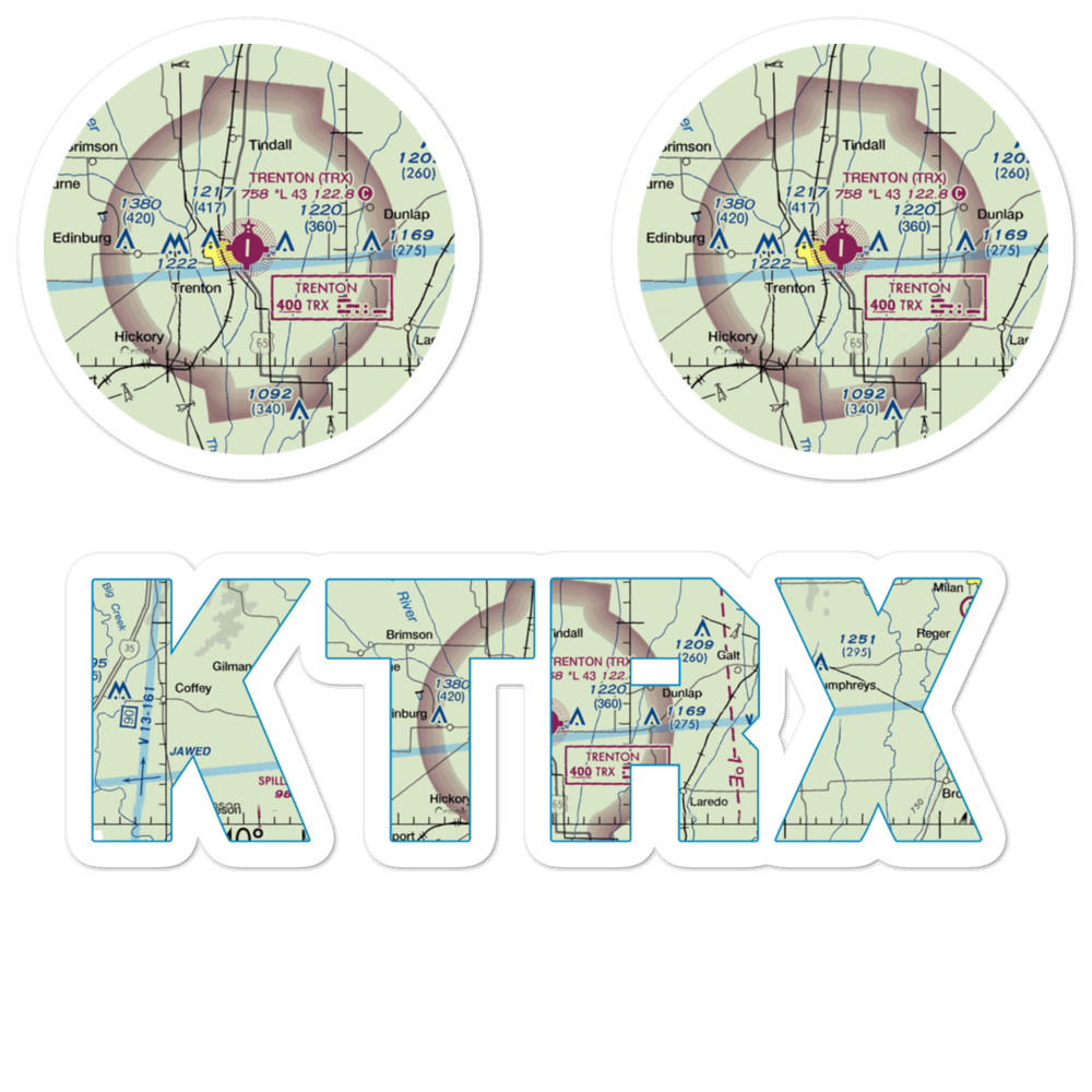 Trenton Municipal Airport (TRX) VFR Sectional Sticker Pack 